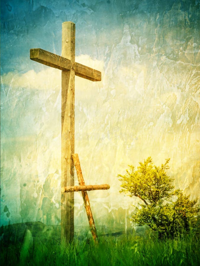 Dwa krzyża - symbol następujący jezus chrystus obrazy stock