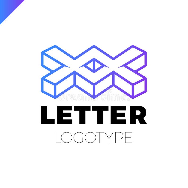 Dwa lub dwoiści Isometric listu X loga ikony projekta szablonu elementy ilustracja wektor