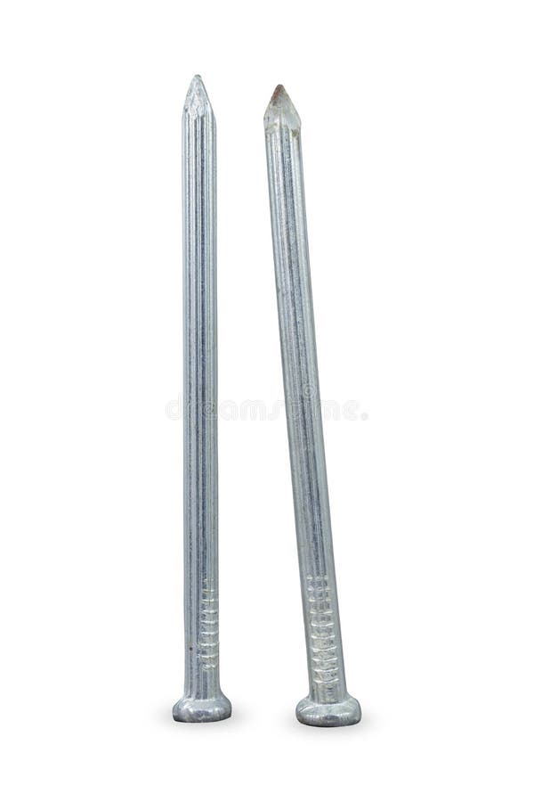 Dwa metali gwóźdź ustawiający odizolowywającym na białym tle zdjęcia stock Dwa metali gwóźdź ustawiający odizolowywającym na białym tle zdjęcia stock