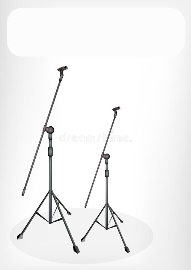 Dwa mikrofonów stojak z Białym sztandarem fotografia royalty free