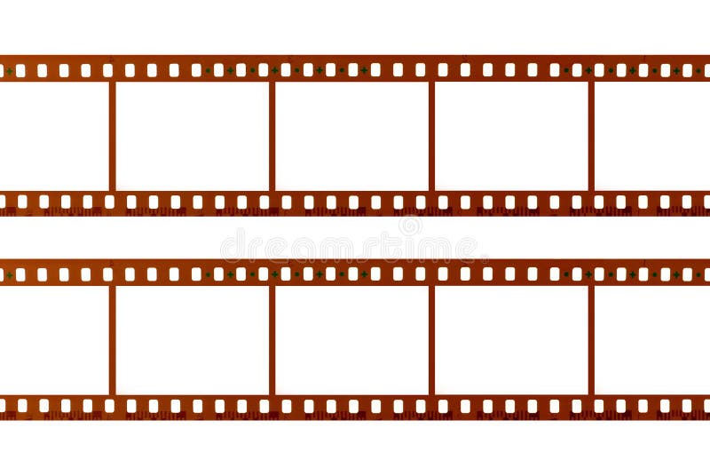Dwa paska 35mm film odizolowywający na białym tle, zamykają up fotografia stock Dwa paska 35mm film odizolowywający na białym tle, zamykają up fotografia stock