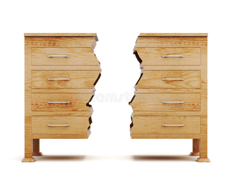 Dwa połówki odizolowywającej na białym tle dresser świadczenia 3 d ilustracji Dwa połówki odizolowywającej na białym tle dresser świadczenia 3 d ilustracji