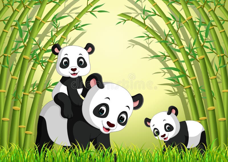 Dwa śliczna panda w bambusowym lesie royalty ilustracja