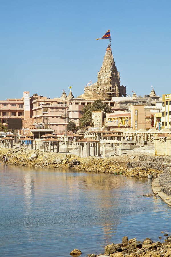 Dwarka Bay und Krisna-Tempel lizenzfreies stockfoto Dwarka Bay und Krisna-Tempel lizenzfreies stockfoto