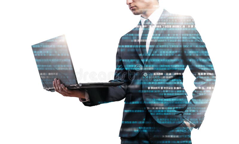 Download Dwoisty Ujawnienie Biznesmen Zdjęcie Stock - Obraz złożonej z komputer, nowożytny: 65226418