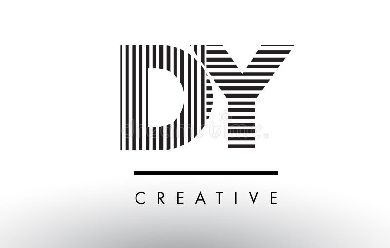 DY D Y Black and White Lines Letter Logo Design.