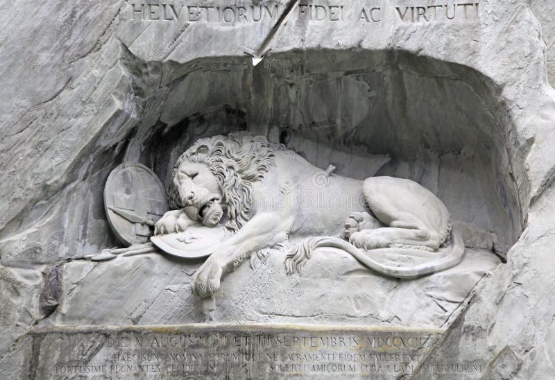 Dying Lion monument sculpture, Lucerne, Switzerland. Dying Lion monument sculpture, Lucerne, Switzerland