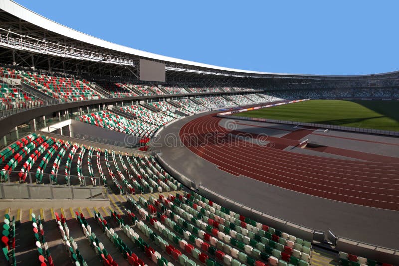 Dynama stadium po odbudowy przed Ja Ja Europejskie gry obraz stock Dynama stadium po odbudowy przed Ja Ja Europejskie gry obraz stock