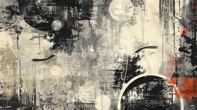 Abstract Modern Art with Geometric Shapes and Textures in Black royalty free illustration