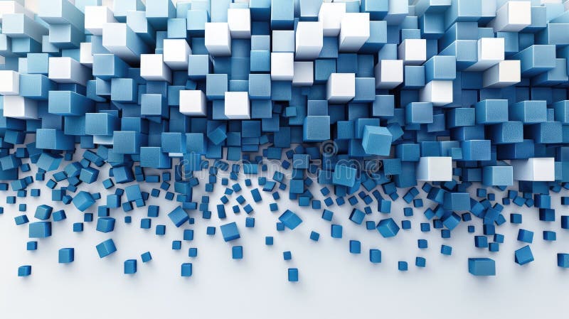 A dynamic and abstract background featuring blue cubes made with modern art technology. AIG53M royalty free stock photography