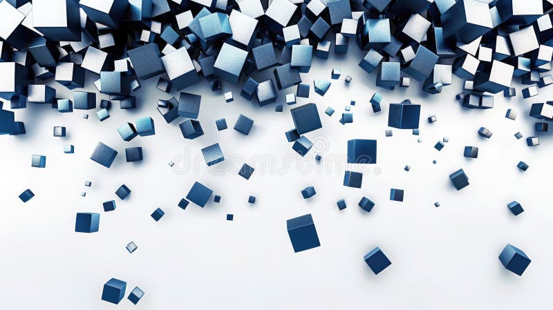 A dynamic and abstract background featuring blue cubes made with modern art technology. AIG53M stock photography