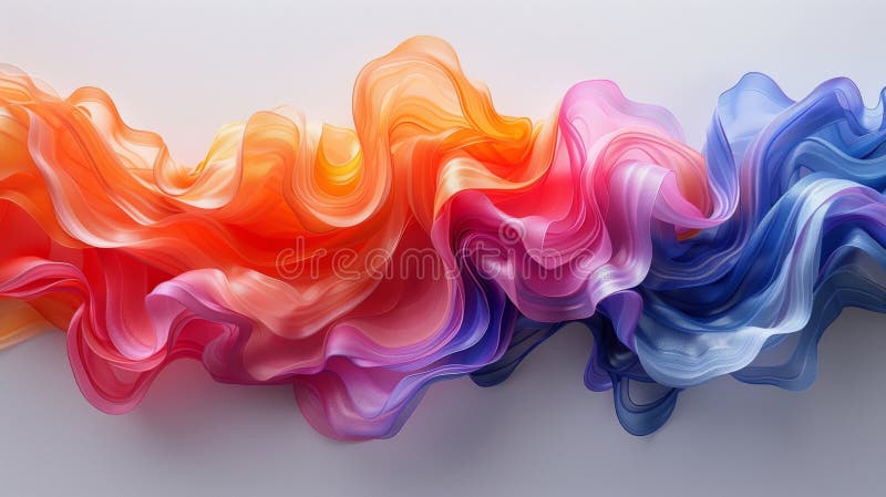 Dynamic abstract background featuring flowing silk waves in a gradient of vibrant colors, including orange, pink, and blue royalty free illustration