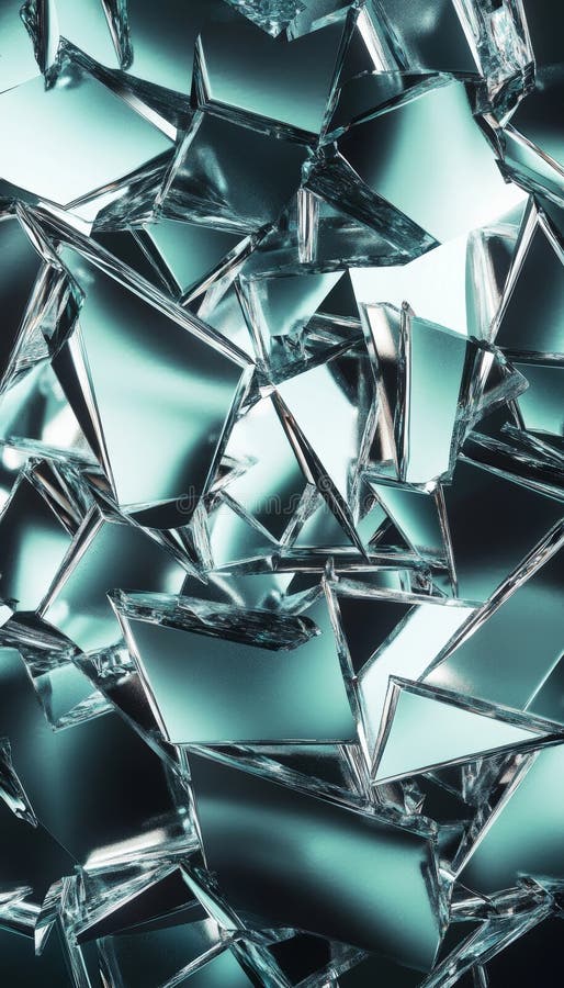 Dynamic abstract background of fragmented glass shards with sharp edges and reflective surfaces stock illustration