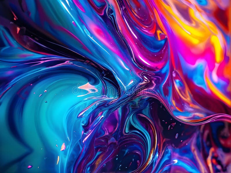 Dynamic abstract background with swirling liquid patterns and colorful light refraction royalty free illustration