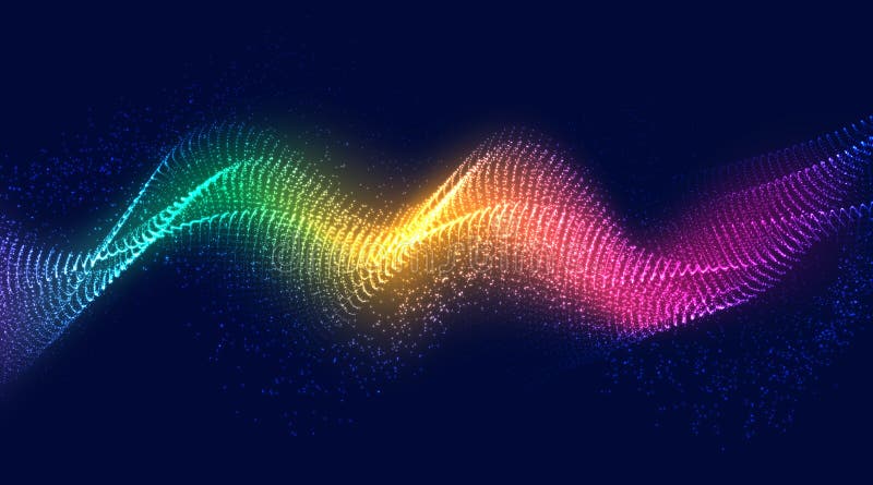 Dynamic abstract colorful liquid flow particles background. Shining abstract particle flow background. Futuristic background with royalty free illustration