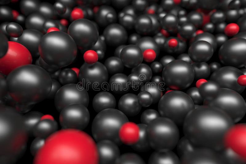Dynamic abstract composition with red and black spheres vector illustration