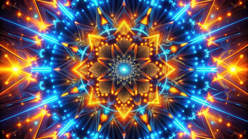 Dynamic abstract design featuring illuminated geometric shapes and vibrant hues. Generative AI royalty free illustration