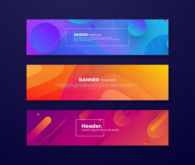 Dynamic abstract fluid backgrounds with different concepts and colors for your design elements such as web banners, posters stock illustration