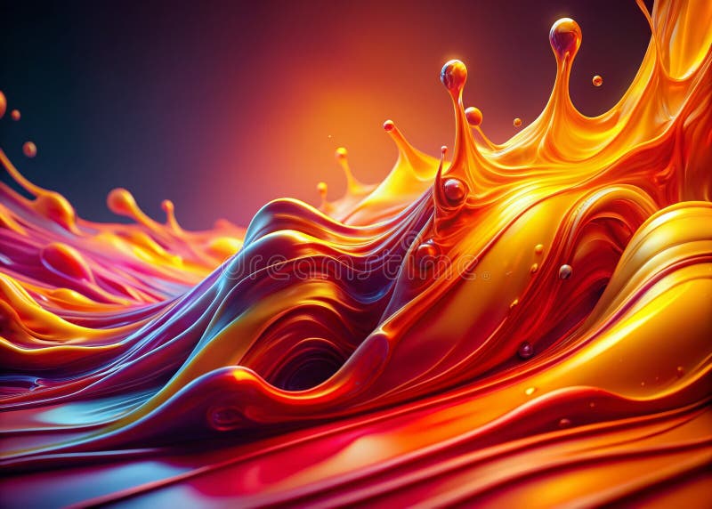 Dynamic Abstract Futuristic Neon Liquid Wave Animation A mesmerizing display of vibrant yellow orange and red gradients stock illustration