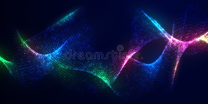 Dynamic abstract liquid flow particles background. Shining abstract particle flow background. Futuristic background with dots vector illustration