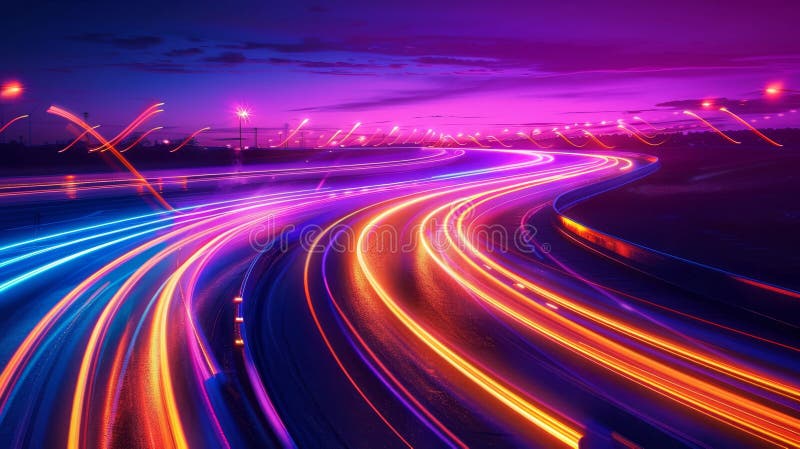 Dynamic abstract wallpaper with vibrant orange neon light trails conveying speed and motion vector illustration