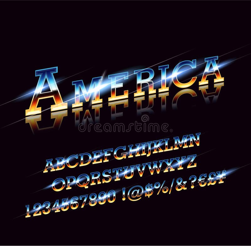 Dynamic Americanstyle Font. Stock Vector Illustration of glory, memorial 199733659