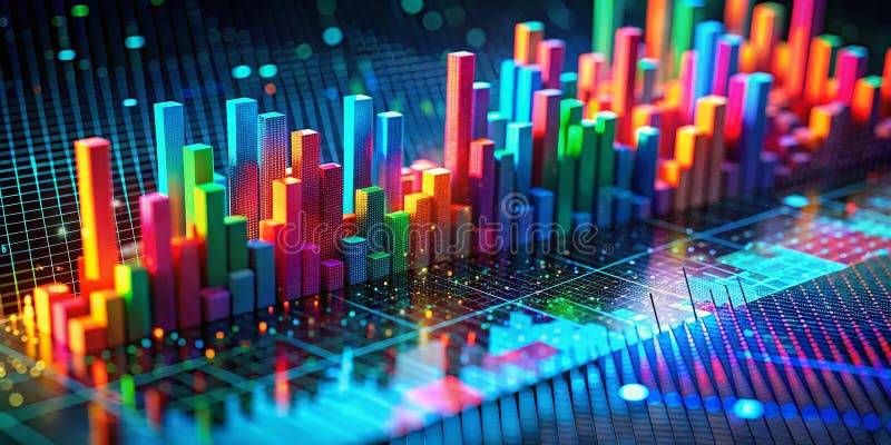 Dynamic Animated Financial Data Visualization Abstract Colorful Charts and Graphs for Engaging Presentations and stock illustration