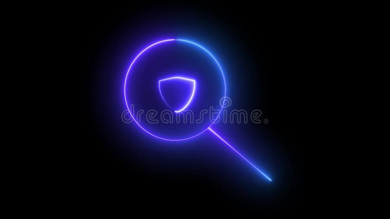 Dynamic animation of a search icon paired with a shield, representing secure vector illustration.