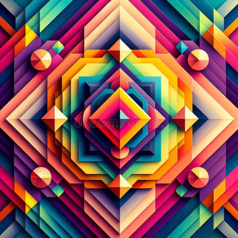 Dynamic arrangement of colorful squares in an abstract geometric design vector illustration