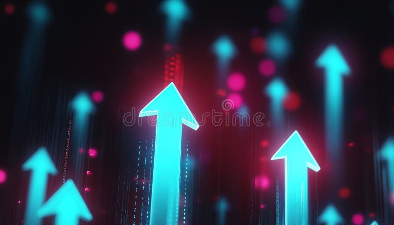 Dynamic Arrow Trajectory Illustrating Data-Driven Growth and Futuristic Technological Ascendance royalty free illustration