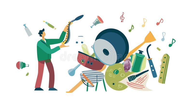 Dynamic Artist Creating Music and Abstract Art Combination, vector design Generative AI royalty free illustration