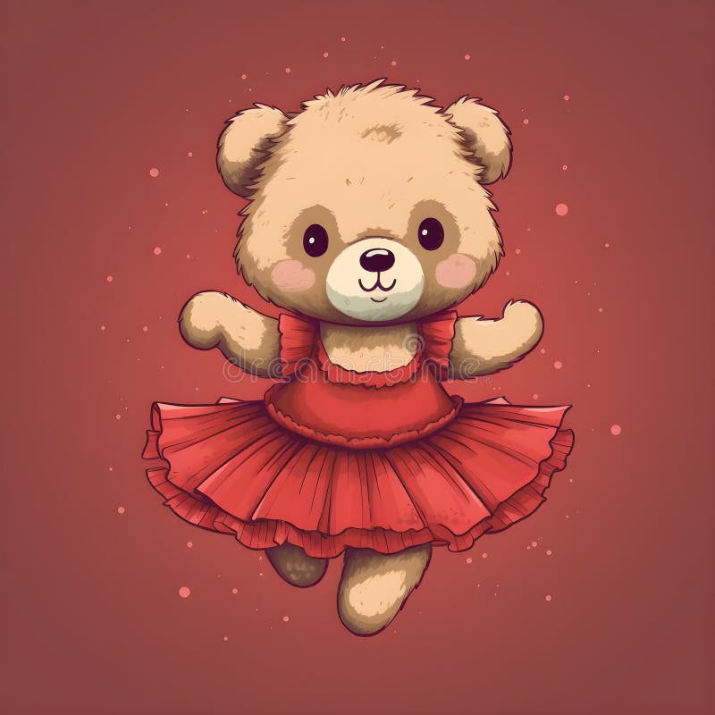 Dynamic bear ballet scene vector illustration