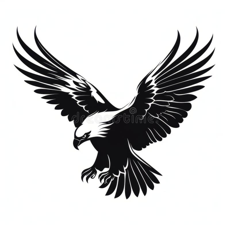 Dynamic Black and White Eagle Vector with Strong Realism Stock