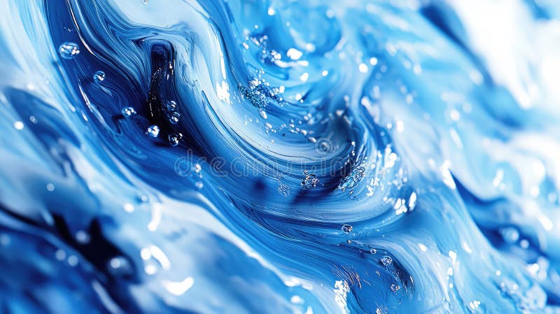 Abstract blue liquid texture background with water droplets vector illustration