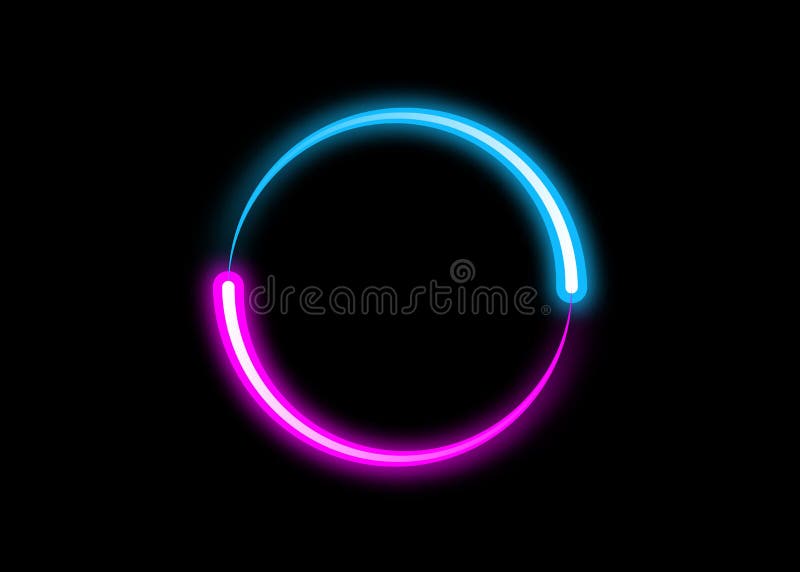 Dynamic circle neon effect, Sci-Fi Futuristic Abstract Gradient Blue Purple Pink Neon Glowing Circle Round Shape Tubes Logo design stock illustration