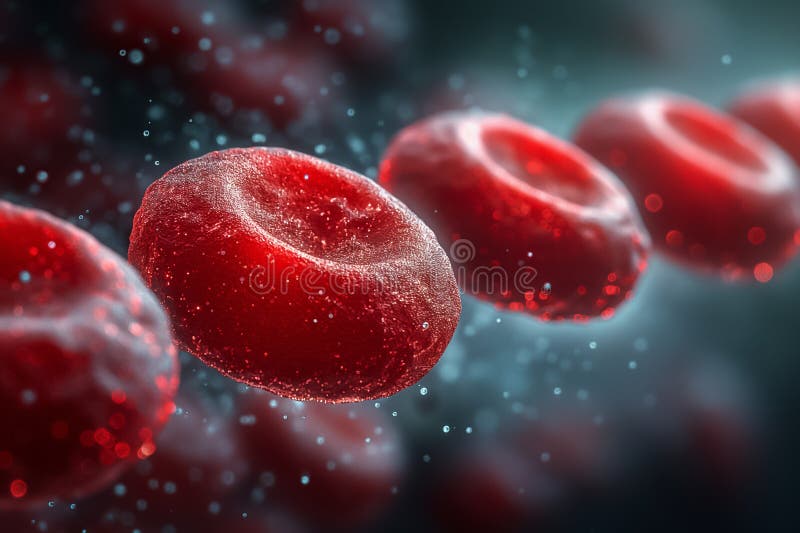 Dynamic closeup visualization showcasing red blood cells as they move with remarkable fluidity in a biological context royalty free stock images