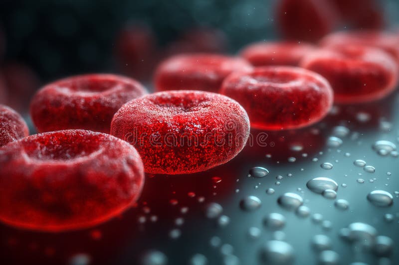 Dynamic closeup visualization showcasing red blood cells as they move with remarkable fluidity in a biological context royalty free stock photos