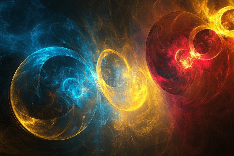 A dynamic, colorful abstract background with concentric circles of radiant light. The glowing royalty free stock image