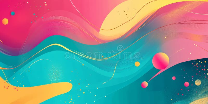 A dynamic, colorful abstract background filled with geometric shapes and fluid patterns. Bright royalty free stock image