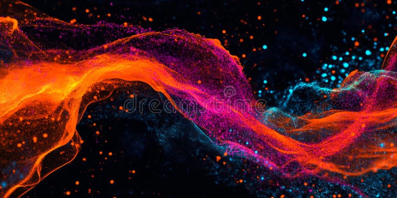 A dynamic, colorful abstract background with glowing particle trails. The energetic motion in royalty free stock images