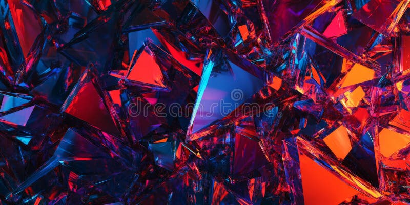 A dynamic, colorful abstract background inspired by shattered glass reflections. The fragmented stock images