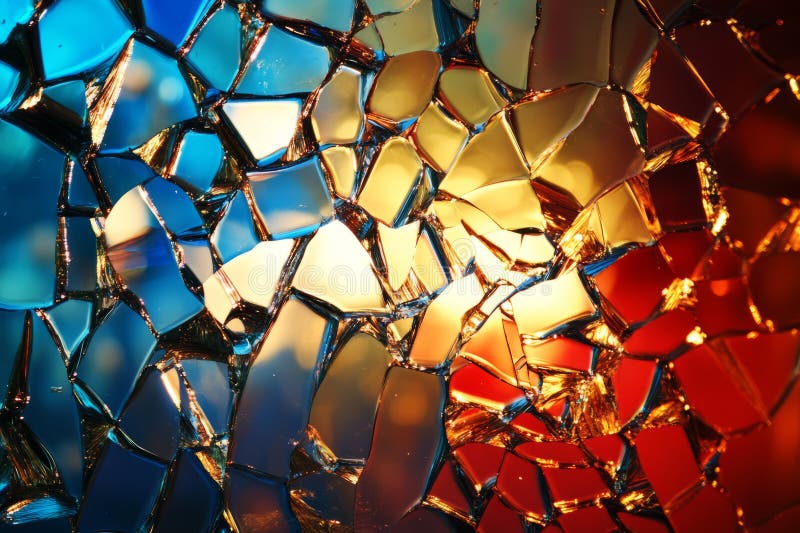 A dynamic, colorful abstract background inspired by shattered glass reflections. The fragmented stock photography