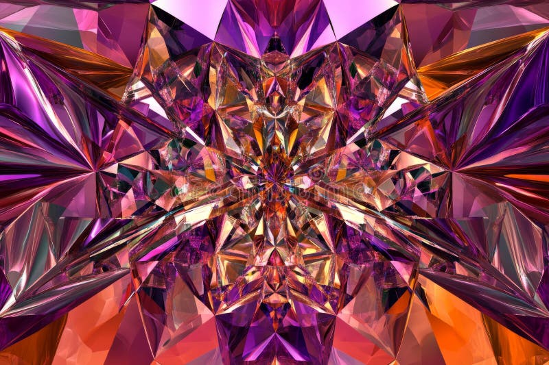 A dynamic, colorful abstract background with a mosaic of triangular reflections. The sharp-edged stock image