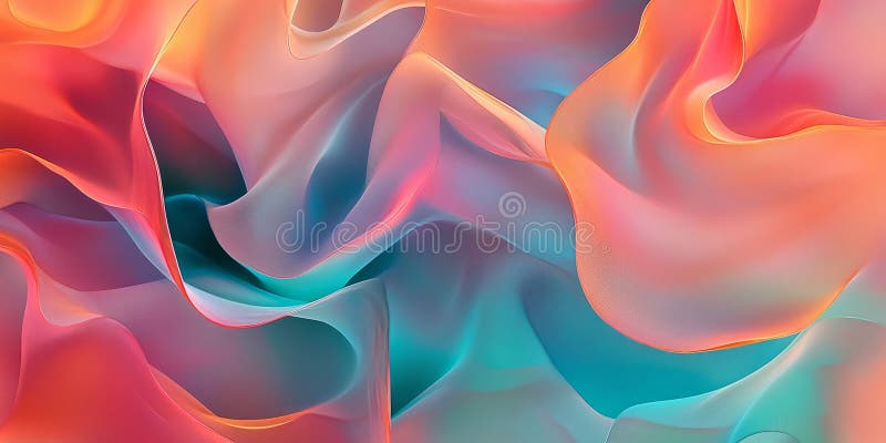 A dynamic, colorful abstract background of overlapping translucent waves in shades of coral royalty free stock photography