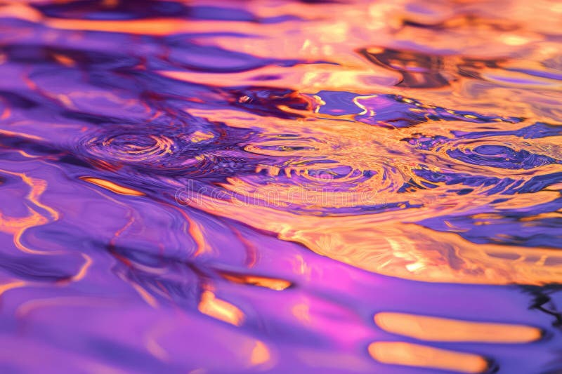 A dynamic, colorful abstract background with rippling, holographic water reflections. The liquid stock images