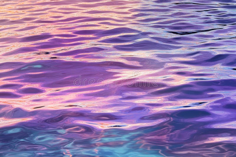 A dynamic, colorful abstract background with rippling, holographic water reflections. The liquid stock image