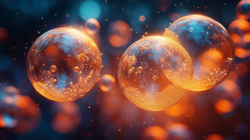 Dynamic Colorful Bubbles Capturing Light in Abstract Setting stock photos