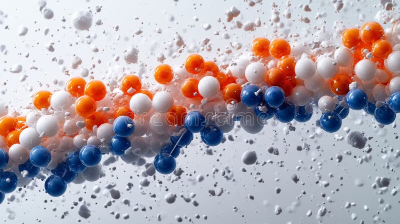 Dynamic Colorful Molecular Structure Representing Scientific Concepts. Colorful floating molecular structure design AI generated