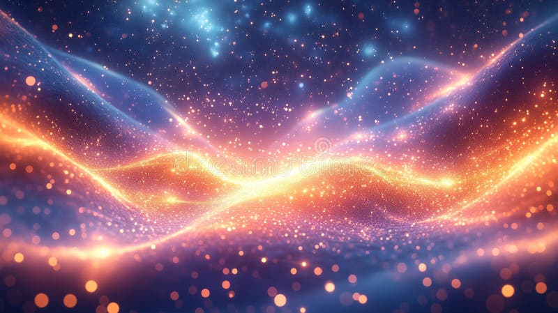 Dynamic and Colorful Waves of Light in a Cosmic Background royalty free illustration