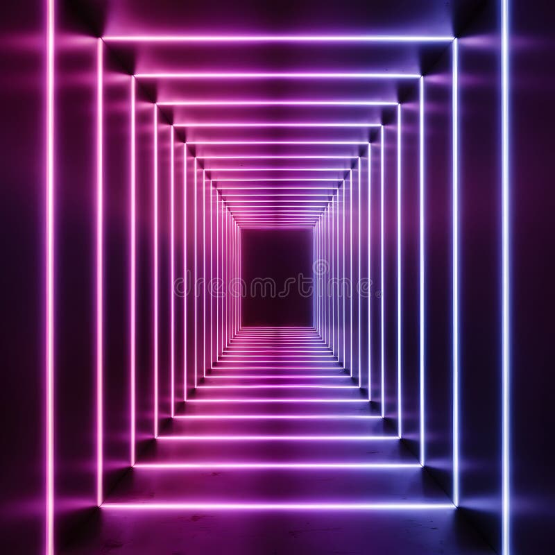 Dynamic Corridor Illuminated by Vertical Streaks of Neon Lights in Pink ...